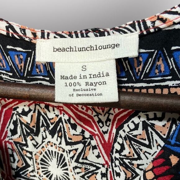 NWT beachlunchlounge Rayon Ruby Summer Tribal Bohemian Tassel Dress Size S - Picture 6 of 12